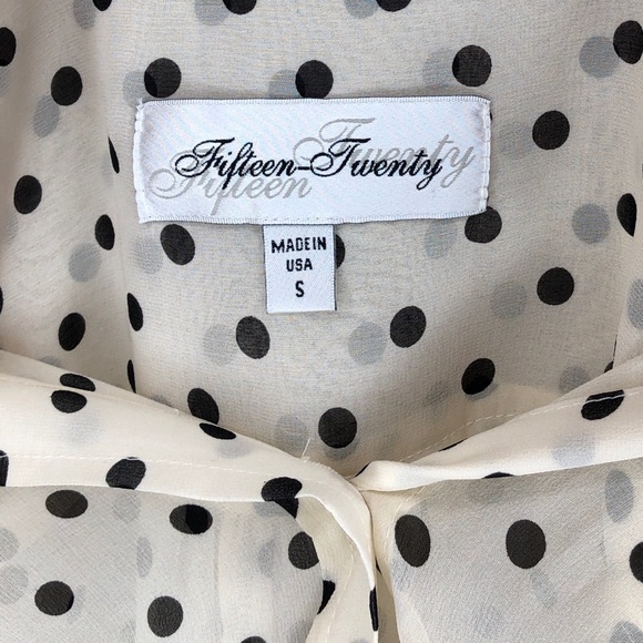 Fifteen-Twenty | Sheer Silk Polka Dot Blouse | S - Picture 4 of 5